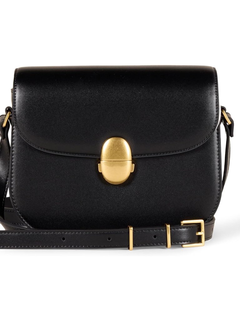Women's Vegan Leather Crossbody Flap Bag With Adjustable Strap